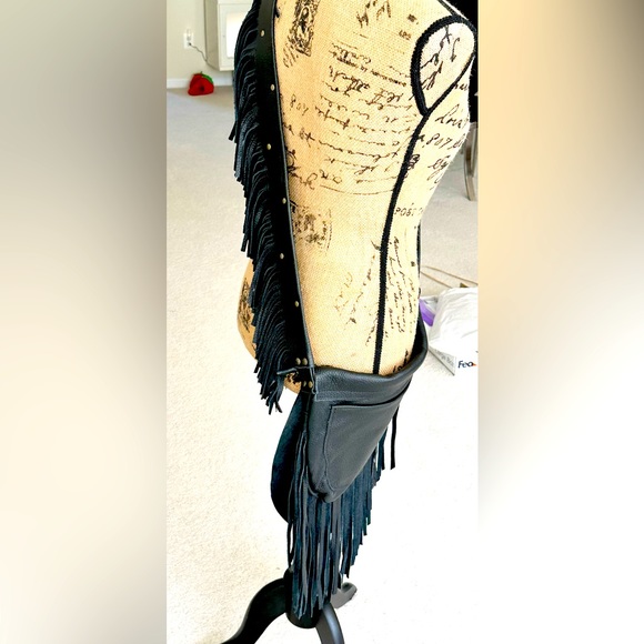 SOLD 😁 Brand New Handmade Genuine Leather Super Fringed Crossbody Purse Lg - Picture 7 of 12